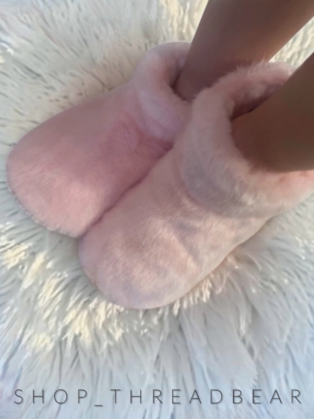 NWT [Victoria's Secret] Pink Faux Fur Slippers + Furry Booties | Large 9-10